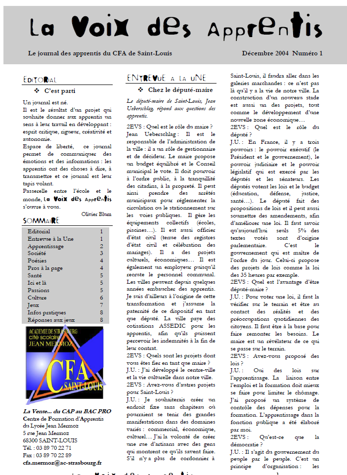Journal numéro 1